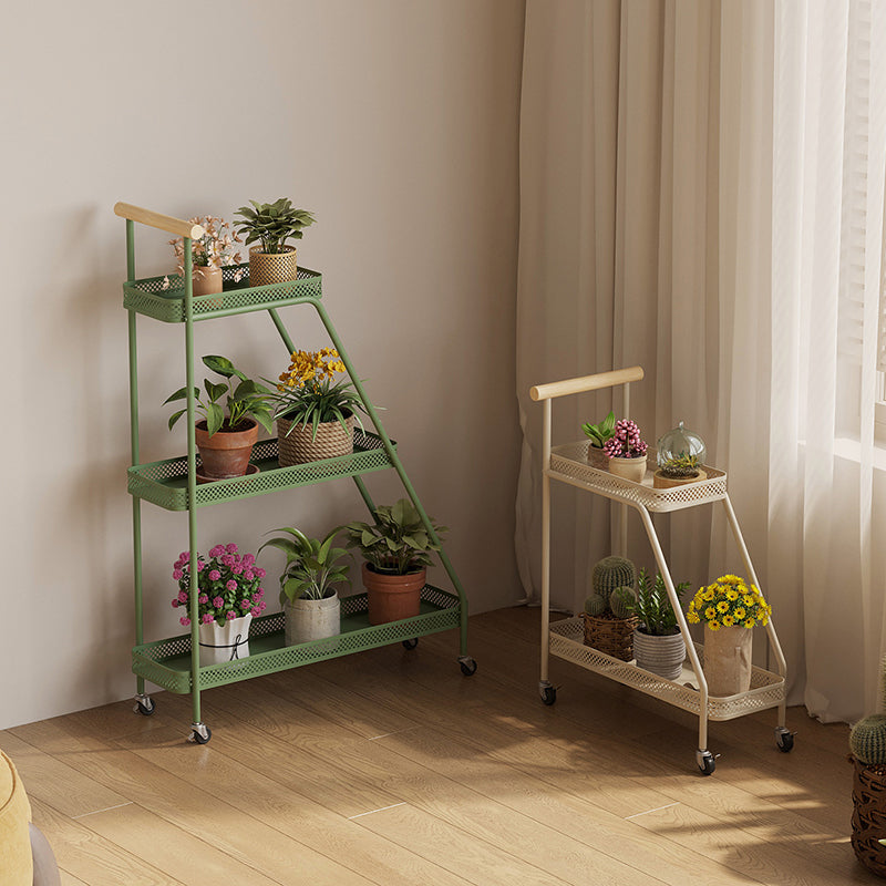Modern Minimalist Wrought Iron Rectangular Movable Side Table With 2-Tier/3-Tier Design For Living Room &amp; Balcony