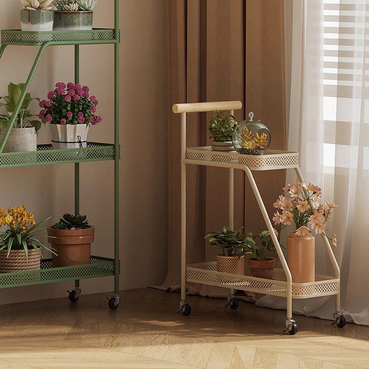 Modern Minimalist Wrought Iron Rectangular Movable Side Table With 2-Tier/3-Tier Design For Living Room &amp; Balcony