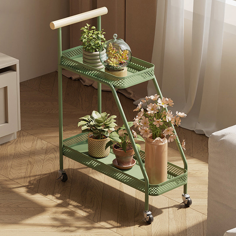 Modern Minimalist Wrought Iron Rectangular Movable Side Table With 2-Tier/3-Tier Design For Living Room &amp; Balcony