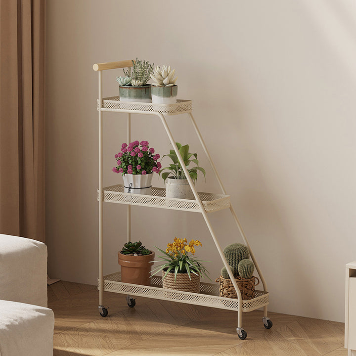 Modern Minimalist Wrought Iron Rectangular Movable Side Table With 2-Tier/3-Tier Design For Living Room &amp; Balcony