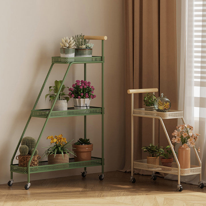 Modern Minimalist Wrought Iron Rectangular Movable Side Table With 2-Tier/3-Tier Design For Living Room &amp; Balcony