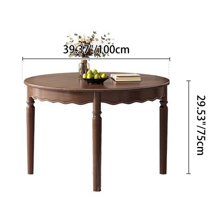 Traditional French Solid Wood Round Wavy Dining Table For 4-6 Seats