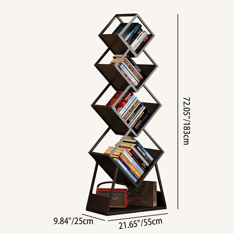 Modern Minimalist Carbon Steel Square Bookshelf 5-Tier Storage For Living Room &amp; Home Office