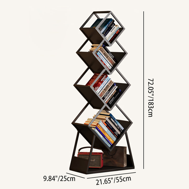 Modern Minimalist Carbon Steel Square Bookshelf 5-Tier Storage For Living Room &amp; Home Office