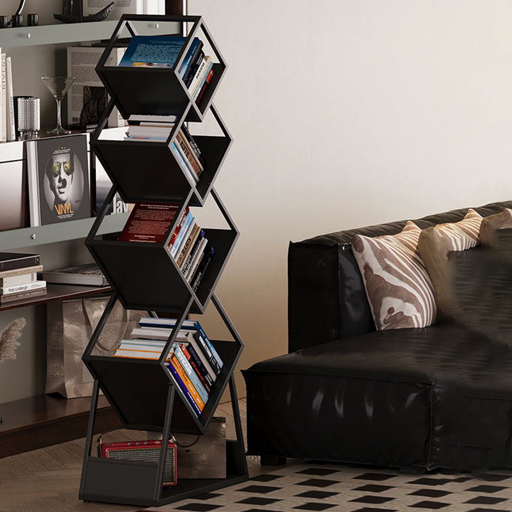 Modern Minimalist Carbon Steel Square Bookshelf 5-Tier Storage For Living Room &amp; Home Office