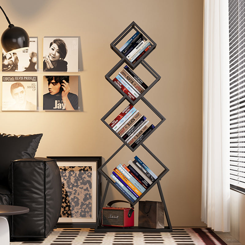 Modern Minimalist Carbon Steel Square Bookshelf 5-Tier Storage For Living Room &amp; Home Office
