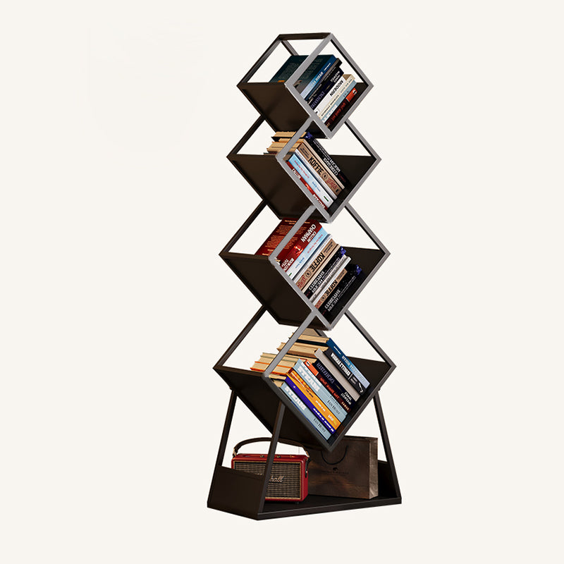 Modern Minimalist Carbon Steel Square Bookshelf 5-Tier Storage For Living Room &amp; Home Office