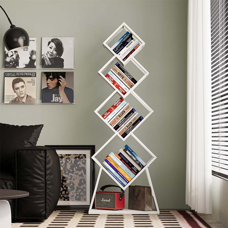 Modern Minimalist Carbon Steel Square Bookshelf 5-Tier Storage For Living Room &amp; Home Office