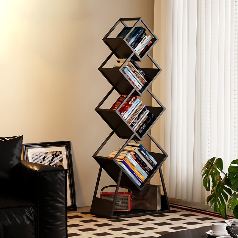 Modern Minimalist Carbon Steel Square Bookshelf 5-Tier Storage For Living Room &amp; Home Office