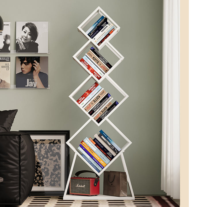 Modern Minimalist Carbon Steel Square Bookshelf 5-Tier Storage For Living Room &amp; Home Office
