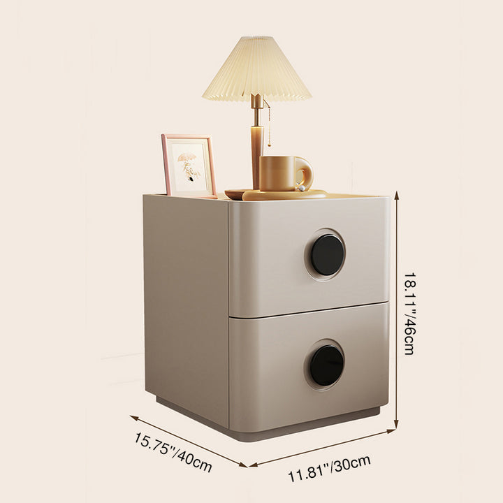 Table de chevet rectangulaire minimaliste moderne en bois massif et contreplaqué à 2 tiroirs pour chambre à coucher 