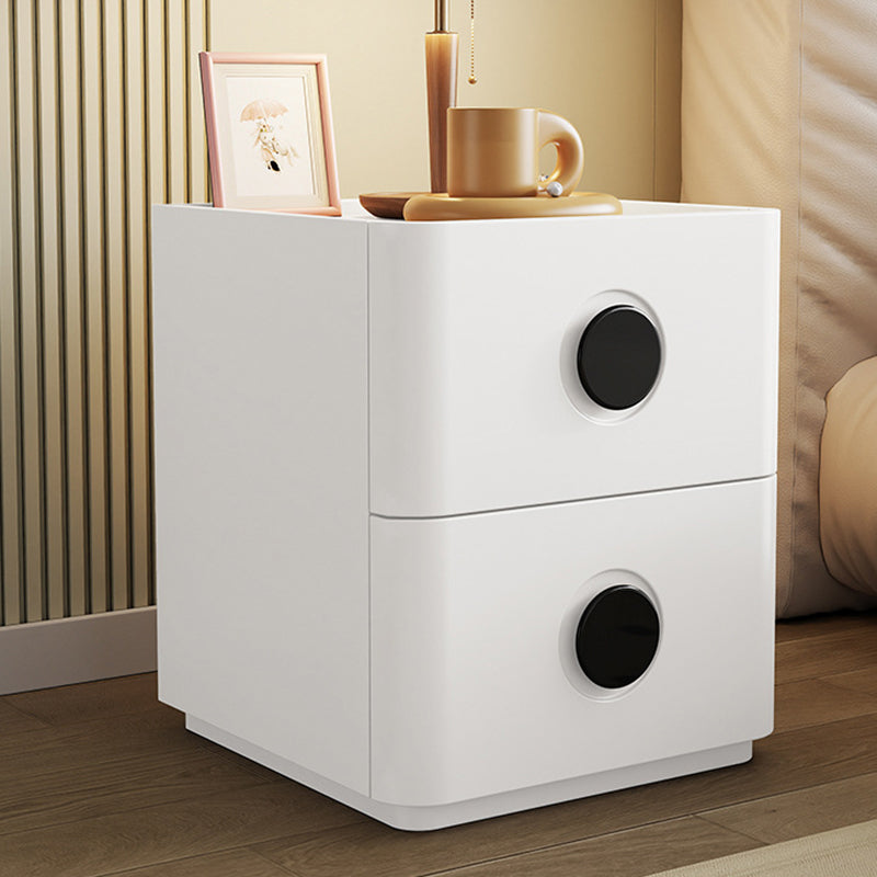 Modern Minimalist Solid Wood Plywood Rectangular Nightstand 2-Drawer For Bedroom
