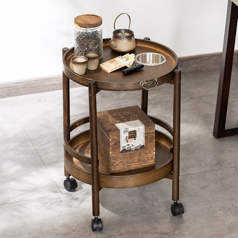 Traditioneller chinesischer runder Bambus-Beistelltisch mit 2-stufigem –  BulbSquare