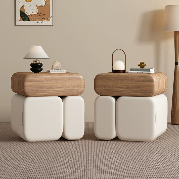 Table de chevet rectangulaire arrondie en bois massif et cuir synthétique, style minimaliste moderne, avec 3 tiroirs de rangement pour chambre à coucher 