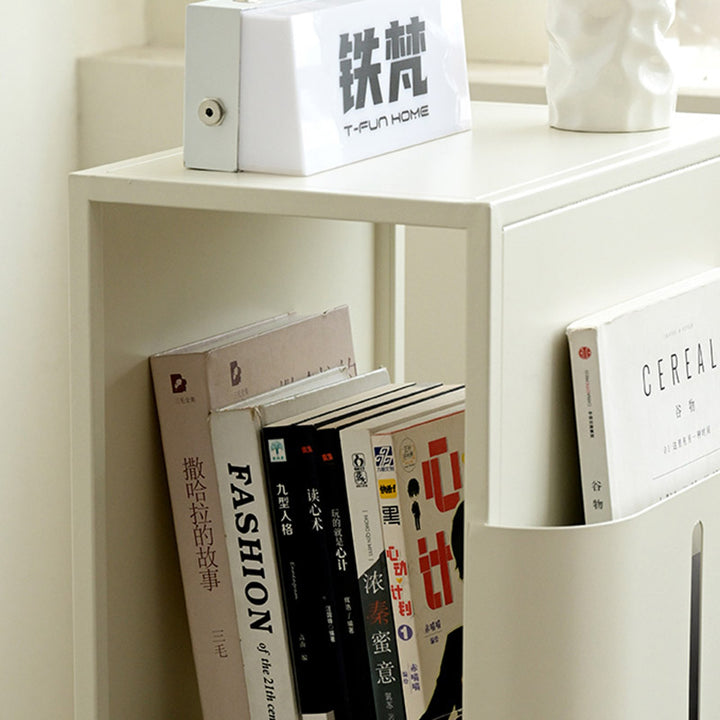 Bibliothèque rectangulaire minimaliste moderne en acier au carbone avec 4 niveaux et 3 espaces de rangement pour salon et bureau à domicile 