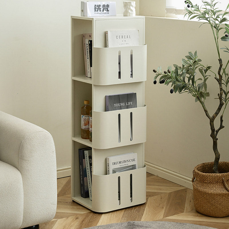 Bibliothèque rectangulaire minimaliste moderne en acier au carbone avec 4 niveaux et 3 espaces de rangement pour salon et bureau à domicile 
