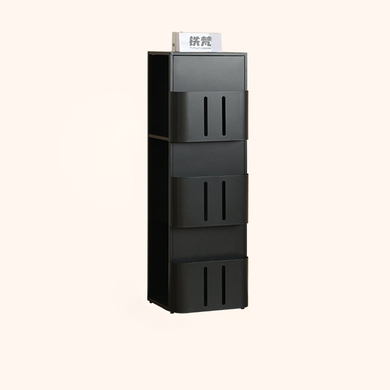Bibliothèque rectangulaire minimaliste moderne en acier au carbone avec 4 niveaux et 3 espaces de rangement pour salon et bureau à domicile 