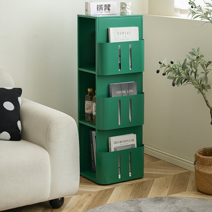Bibliothèque rectangulaire minimaliste moderne en acier au carbone avec 4 niveaux et 3 espaces de rangement pour salon et bureau à domicile 
