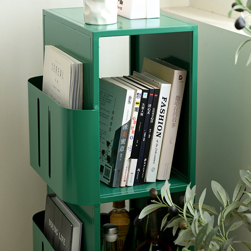 Bibliothèque rectangulaire minimaliste moderne en acier au carbone avec 4 niveaux et 3 espaces de rangement pour salon et bureau à domicile 
