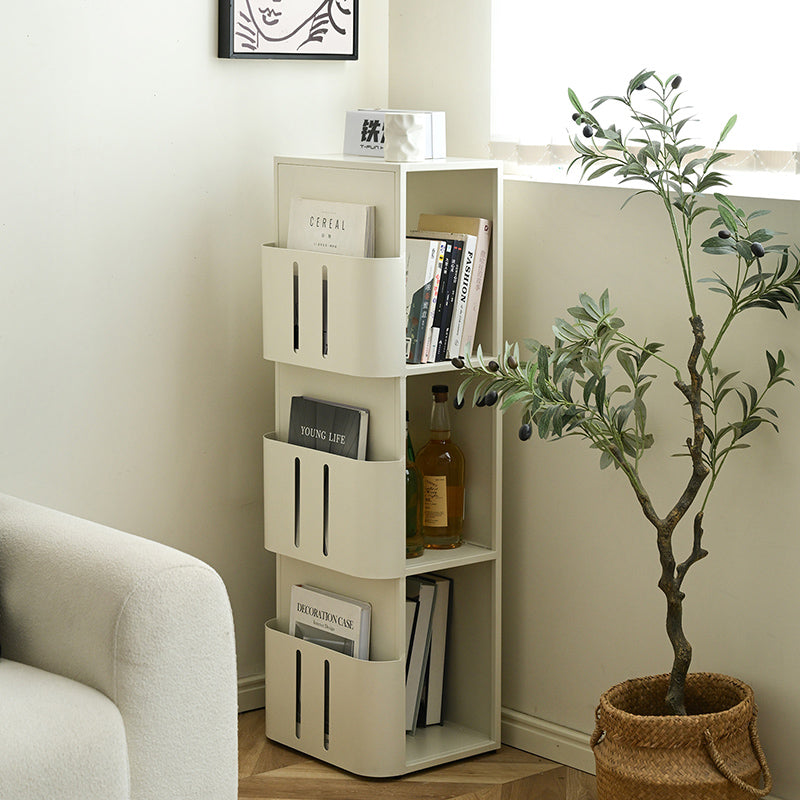 Bibliothèque rectangulaire minimaliste moderne en acier au carbone avec 4 niveaux et 3 espaces de rangement pour salon et bureau à domicile 