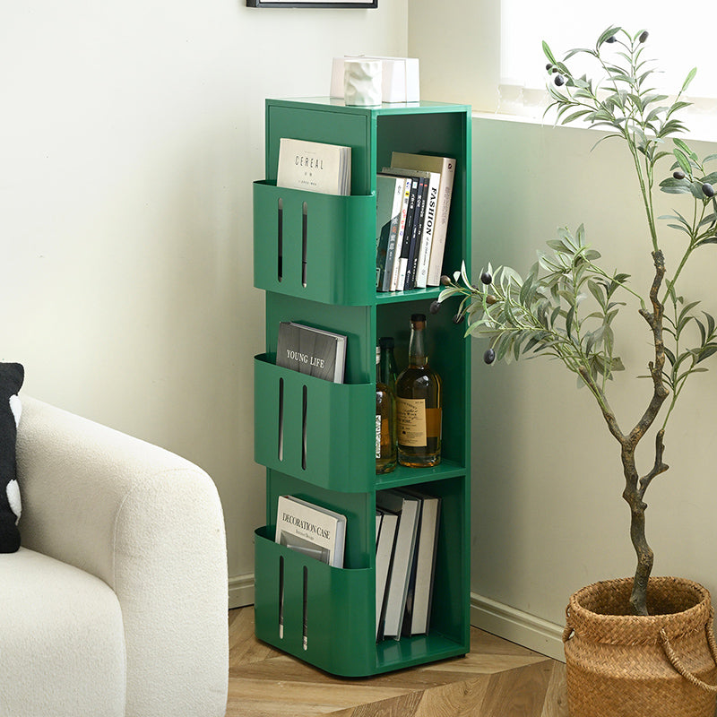 Bibliothèque rectangulaire minimaliste moderne en acier au carbone avec 4 niveaux et 3 espaces de rangement pour salon et bureau à domicile 