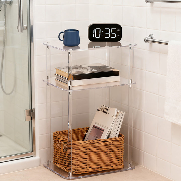 Modern Minimalist Clear Acrylic Side Table 3-Tier Storage For Living Room &amp; Bathroom