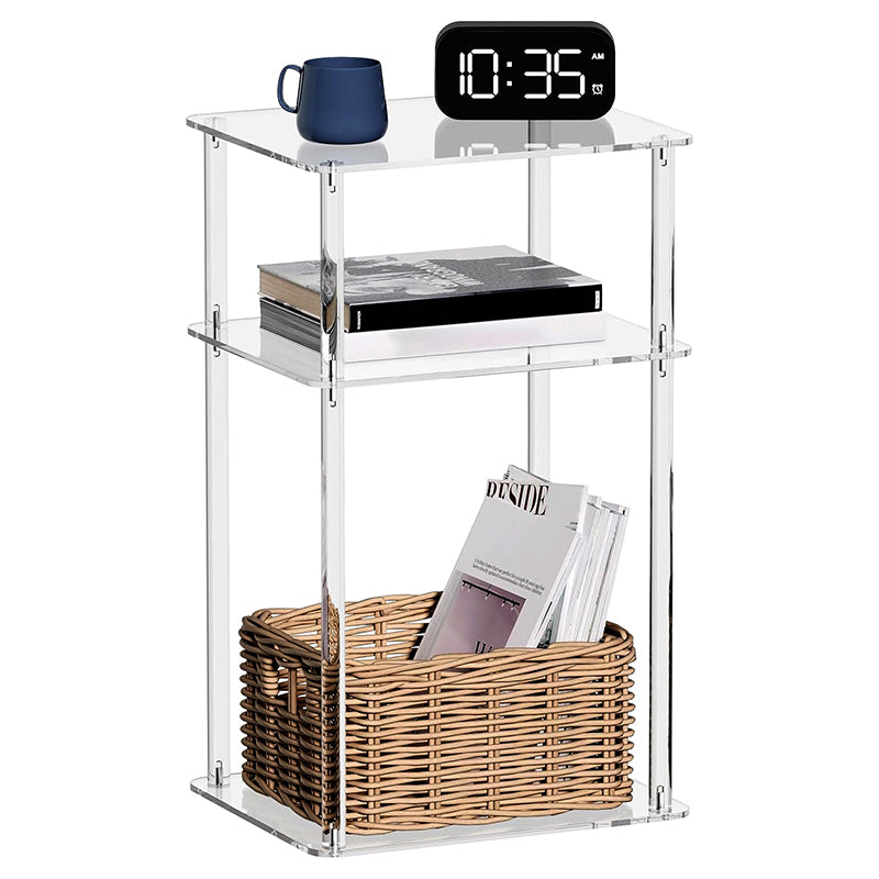 Modern Minimalist Clear Acrylic Side Table 3-Tier Storage For Living Room &amp; Bathroom