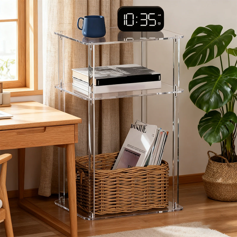 Modern Minimalist Clear Acrylic Side Table 3-Tier Storage For Living Room &amp; Bathroom