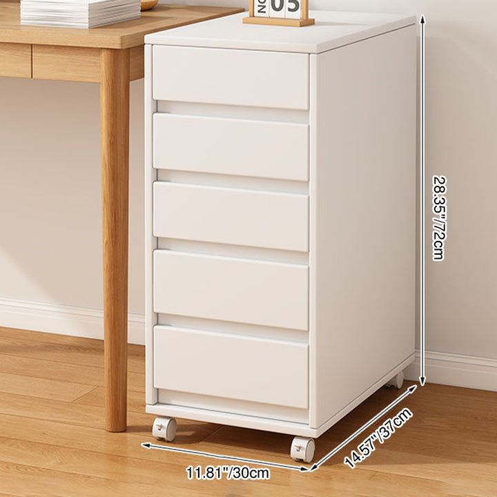 Cabinet de rangement rectangulaire à roulettes en MDF au style minimaliste moderne avec 4 à 5 tiroirs pour chambre et bureau 