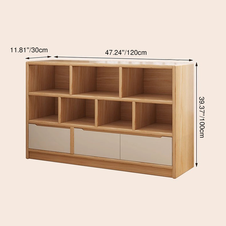 Moderner minimalistischer Massivholz-Ökobrett-Rechteckiger Aufbewahrungsschrank mit 3 Schränken für Wohnzimmer &amp; Büro 