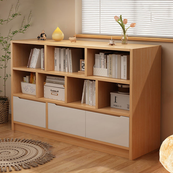 Moderner minimalistischer Massivholz-Ökobrett-Rechteckiger Aufbewahrungsschrank mit 3 Schränken für Wohnzimmer &amp; Büro 