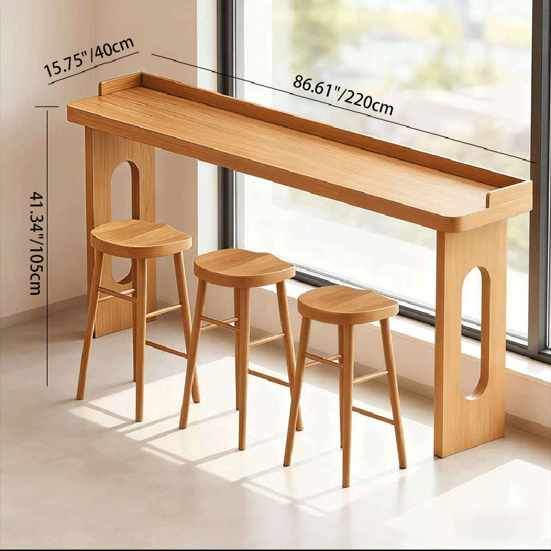 Table de bar rectangulaire en bois massif au style minimaliste moderne pour salle à manger et café 