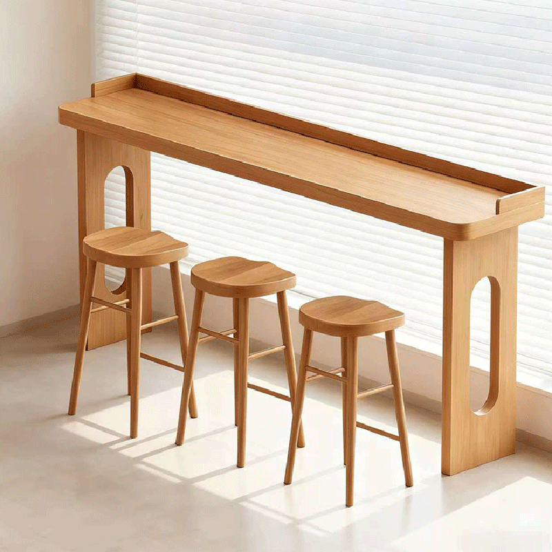 Table de bar rectangulaire en bois massif au style minimaliste moderne pour salle à manger et café 