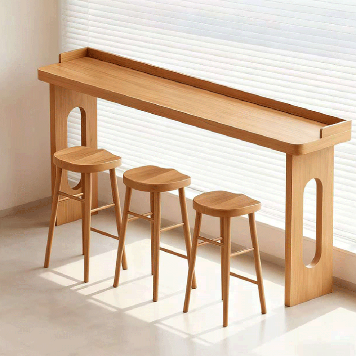 Table de bar rectangulaire en bois massif au style minimaliste moderne pour salle à manger et café 