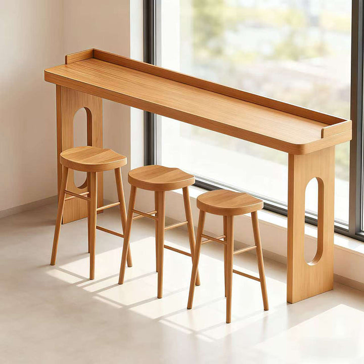 Table de bar rectangulaire en bois massif au style minimaliste moderne pour salle à manger et café 