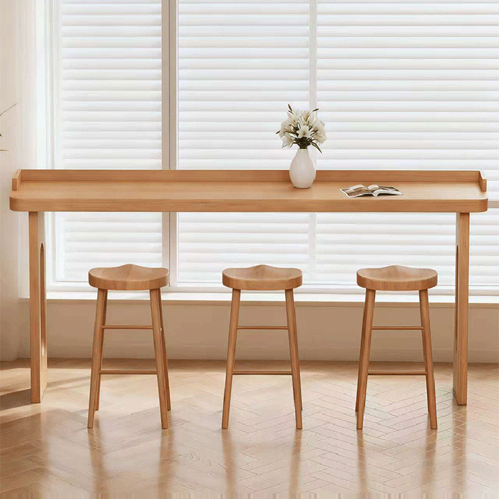 Table de bar rectangulaire en bois massif au style minimaliste moderne pour salle à manger et café 