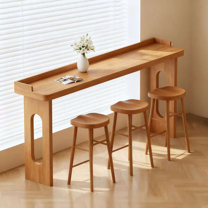Table de bar rectangulaire en bois massif au style minimaliste moderne pour salle à manger et café 