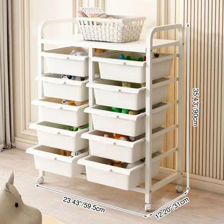 Moderner minimalistischer PP- und Kohlenstoffstahl-Rechteckregal mit Schubladen, mobiler Organizer für Wohnzimmer und Schlafzimmer 