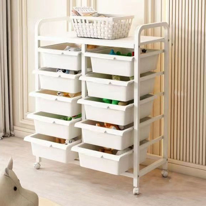 Moderner minimalistischer PP- und Kohlenstoffstahl-Rechteckregal mit Schubladen, mobiler Organizer für Wohnzimmer und Schlafzimmer 