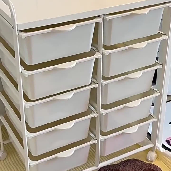 Moderner minimalistischer PP- und Kohlenstoffstahl-Rechteckregal mit Schubladen, mobiler Organizer für Wohnzimmer und Schlafzimmer 