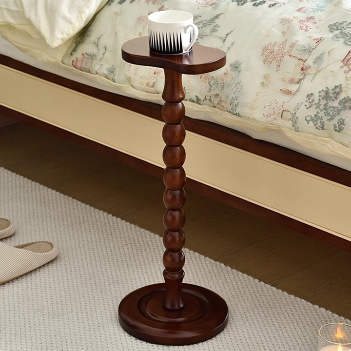 Traditioneller Vintage-Beistelltisch aus Kautschukholz in Kürbisform, skulpturaler Akzenttisch für Wohnzimmer & Schlafzimmer 