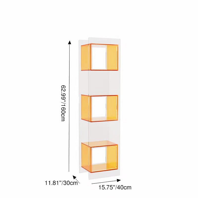 Modern Minimalist Acrylic Rectangular Storage Shelf - 5 Tiers Open Display Bookcase For Living Room &amp; Home Office
