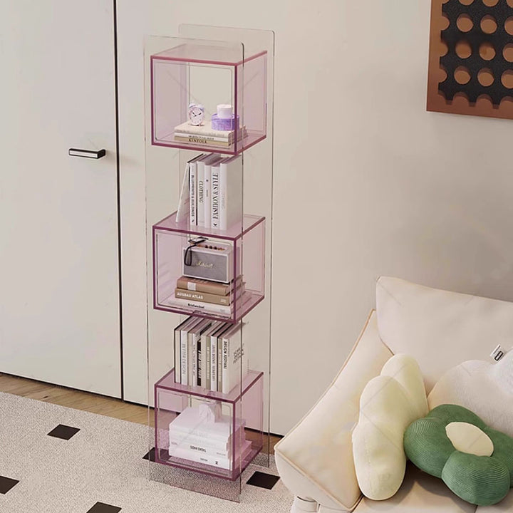 Modern Minimalist Acrylic Rectangular Storage Shelf - 5 Tiers Open Display Bookcase For Living Room &amp; Home Office