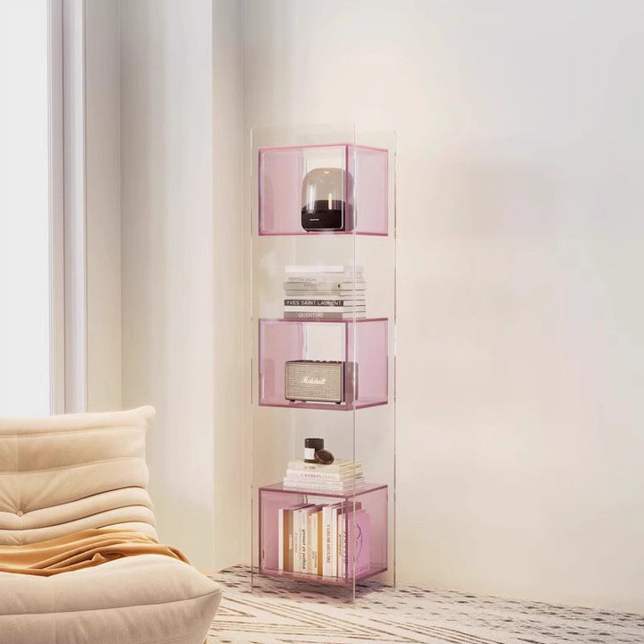 Modern Minimalist Acrylic Rectangular Storage Shelf - 5 Tiers Open Display Bookcase For Living Room &amp; Home Office