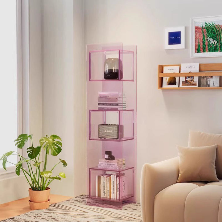 Modern Minimalist Acrylic Rectangular Storage Shelf - 5 Tiers Open Display Bookcase For Living Room &amp; Home Office