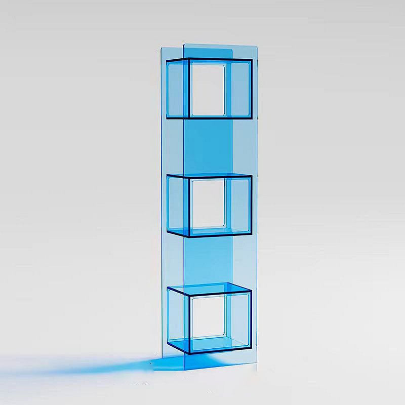 Modern Minimalist Acrylic Rectangular Storage Shelf - 5 Tiers Open Display Bookcase For Living Room &amp; Home Office