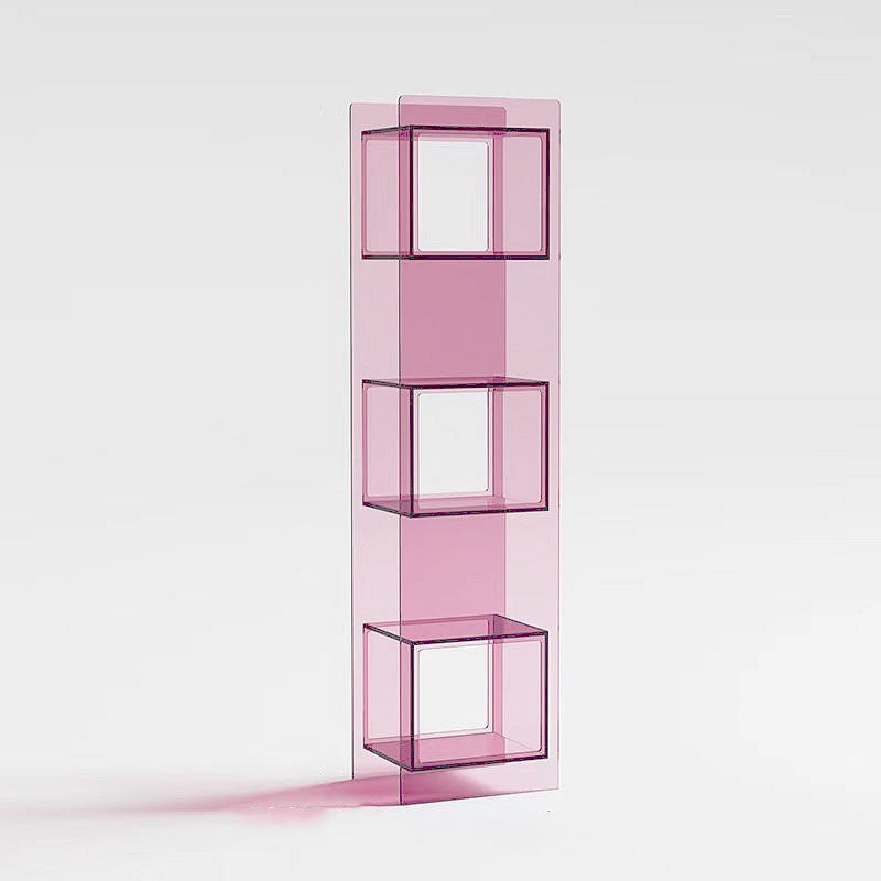 Modern Minimalist Acrylic Rectangular Storage Shelf - 5 Tiers Open Display Bookcase For Living Room &amp; Home Office