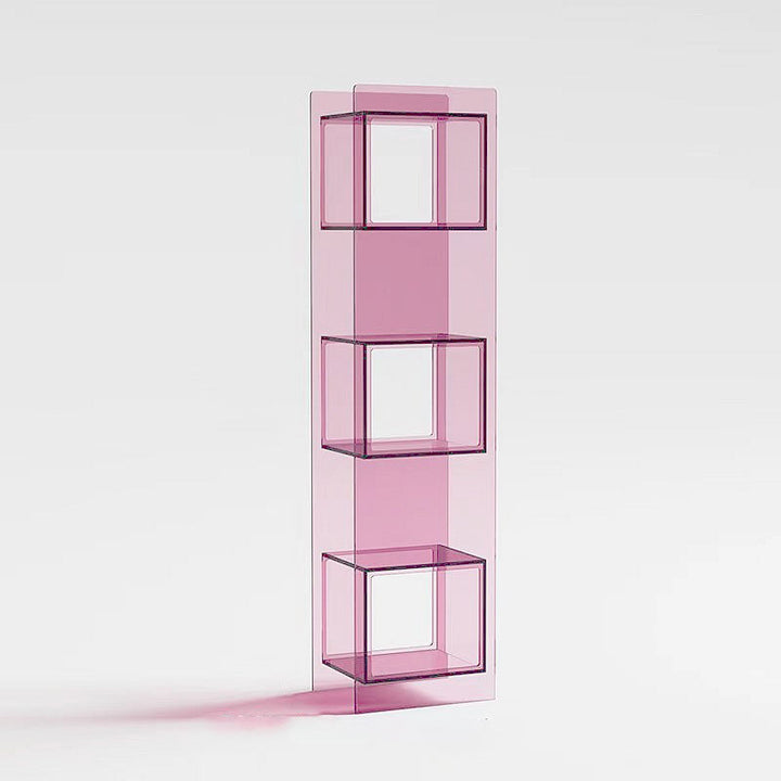 Modern Minimalist Acrylic Rectangular Storage Shelf - 5 Tiers Open Display Bookcase For Living Room &amp; Home Office