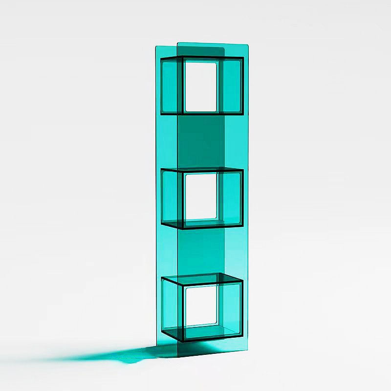 Modern Minimalist Acrylic Rectangular Storage Shelf - 5 Tiers Open Display Bookcase For Living Room &amp; Home Office