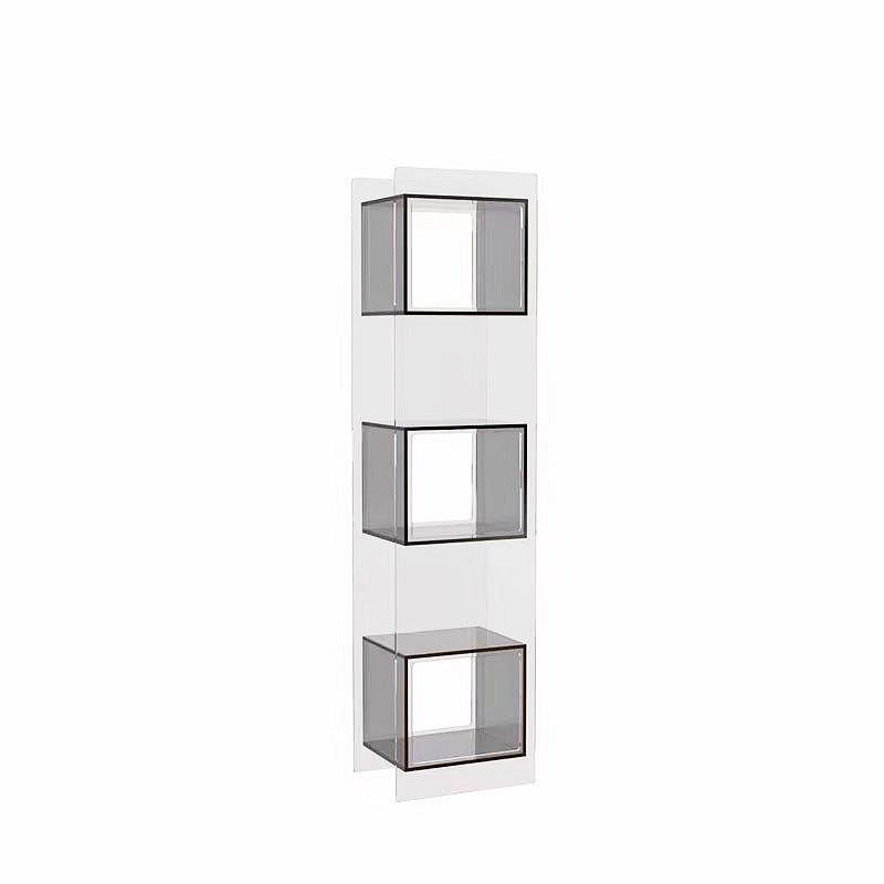 Modern Minimalist Acrylic Rectangular Storage Shelf - 5 Tiers Open Display Bookcase For Living Room &amp; Home Office